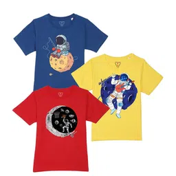 Wear Your Mind Pack Of 3 Royal Blue And Red Yellow Boys T-shirt-image-32