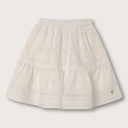 Blue Giraffe Girls Self Design Pure Cotton Tiered Skirt-picture-9
