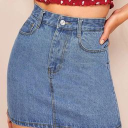 Kotty Cotton Lycra Denim A-Line Mini Skirt-picture-25