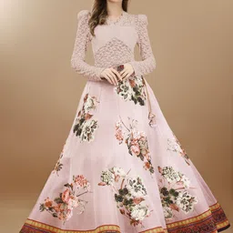 SAPTRANGI Floral Printed Flared Maxi Skirt-picture-14