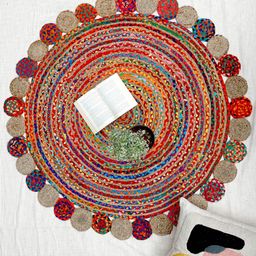 Art Avenue Doublea Beige & Red Braided Round Jute Rugs-21