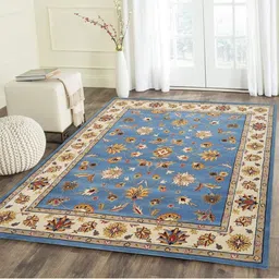 IMRA CARPET Blue & Red Floral Traditional Woollen Carpet-picture-16