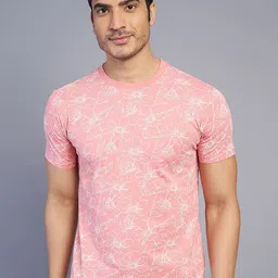 JADE BLUE Floral Printed Pure Cotton Slim Fit T-shirt-image-6