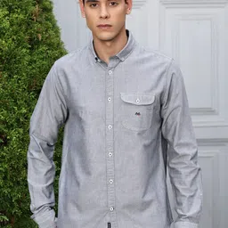 Thomas Scott Premium Button-Down Collar Chambray Pure Cotton Casual Shirt-image-3