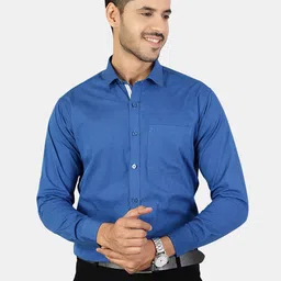 Wintage Men Blue Classic Casual Shirt-image-37