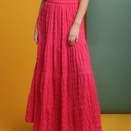 Freehand by The Indian Garage Co Self Design Gathered Maxi Tiered Skirt-picture-22