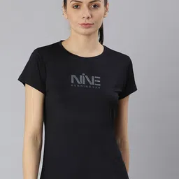 MKH Women Black Typography Printed Dri-FIT T-shirt-image-101