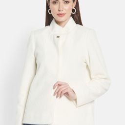 METTLE Women White Solid Cotton Overcoat-image-88