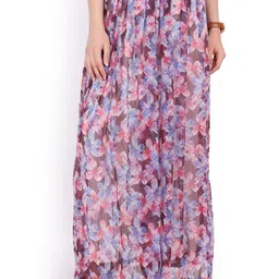 MINOS Printed Cotton Flared Maxi Skirt-image-29