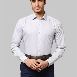 Raymond Men Grey Slim Fit Cotton Formal Shirt-image-48