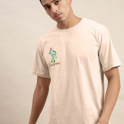 VEIRDO Round Neck Cotton Oversized Fitted T-shirt-image-52