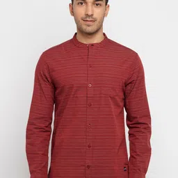 Status Quo Men Standard Slim Fit Horizontal Stripes Striped Cotton Casual Shirt-image-75