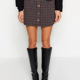Trendyol Checked Straight Mini Skirt-image-53