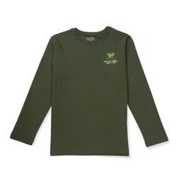 Palm Tree Boys Olive Green Printed T-shirt-image-49