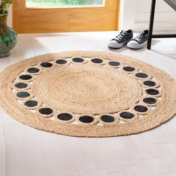 Art Avenue Combs Beige & Black Jute Round Rug-17