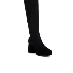 London Rag Women Square Toe Heeled High-Top Micro Suede Regular Boots-30