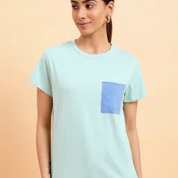 MINT STREET Round Neck Pure Cotton Casual T-shirt-image-53