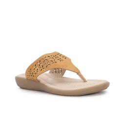 Bata Women Brown Open Toe Flats with Laser Cuts-42