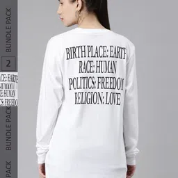 Kryptic Pack of 2 Typography Printed Cotton T-shirts-image-43