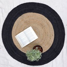 Art Avenue Bigged Beige & Black Braided Round Jute Rug-image-81