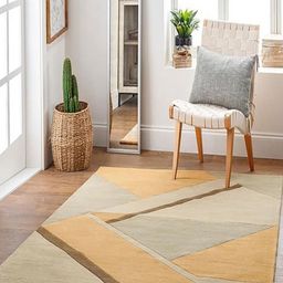 Safiya Carpet Yellow & Brown Geometric Woollen Carpet-image-94