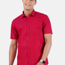 Ramraj Men Red Casual Solid Pure Cotton Casual Shirt-image-95
