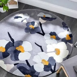 Safiya Carpet Grey & White Floral Woollen Carpet-30