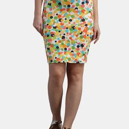N-Gal Women White & Green Printed Pencil Skirts-image-90