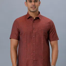 Ramraj Mens Pure Cotton Solid Spread Collar Casual Shirt-image-57