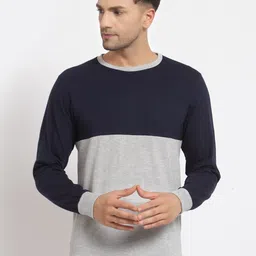Kalt Men Navy Blue Colourblocked T-shirt-image-98