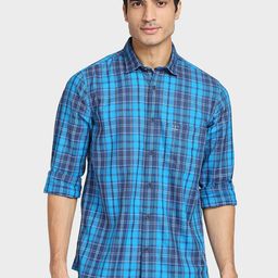 ColorPlus Men Blue Tailored Fit Tartan Checks Checked Casual Shirt-image-53