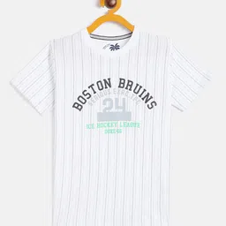Duke Boys White Typography Striped Slim Fit T-shirt-image-51