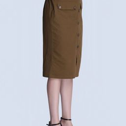 Orchid Blues Midi Pure Cotton Pencil Skirt-image-56