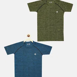 CHIMPRALA Boys Olive Green Typography(Pack of 2) Moisture Wicking Outdoor T-shirt-image-14
