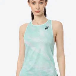 ASICS Women Sea Green Match Graphic Print Tank Top-22