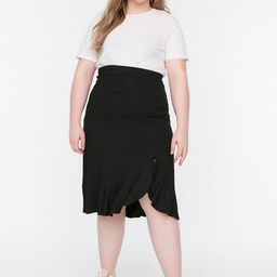 Trendyol Women Black Solid A-Line Knee-Length Skirt-picture-26
