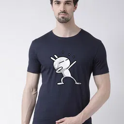 Friskers Men Navy Blue Printed Half Sleeve T-shirt-image-80