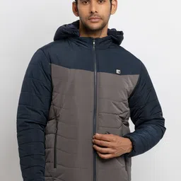 Status Quo Men Grey Colourblocked Padded Jacket-image-48