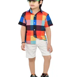 BAESD Boys Comfort Checked Spread Collar Short Sleeves Cotton Casual Shirt-image-85