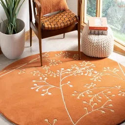 Safiya Carpet Orange & White Floral Hand Tufted Woollen Contemporary Carpet-image-60