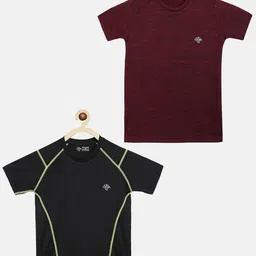 CHIMPRALA Boys Black & Maroon Pack Of 2 Moisture Wicking Sports T-shirt-image-15