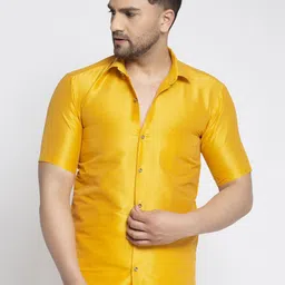 Kaifoo Men Yellow Casual Shirt-5