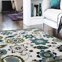 Safiya Carpet Off White & Green Floral Hand-Tufted Woollen Traditional Carpet-21