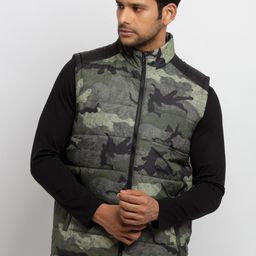 Status Quo Men Olive Green Camouflage Padded Jacket-image-74