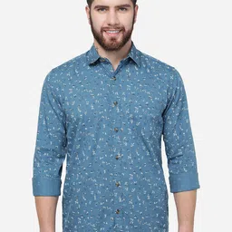 JADE BLUE Slim Fit Floral Printed Cotton Casual Shirt-image-84