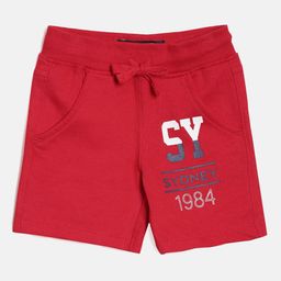 Nuberry Boys Red Typography Printed Slim Fit Shorts-picture-4