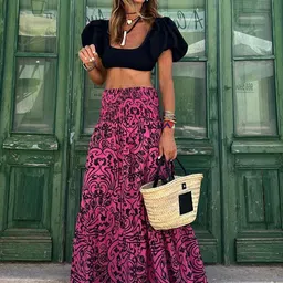 StyleCast Printed Trumpet Skirt-image-32