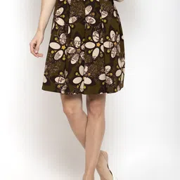 Purple State Printed Flared Above-Knee Skirt-image-12