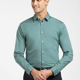 SELECTED Men Teal Slim Fit Cotton Formal Shirt-image-71