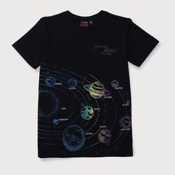 Gini and Jony Boys Solar System Printed Cotton T-shirt-image-70